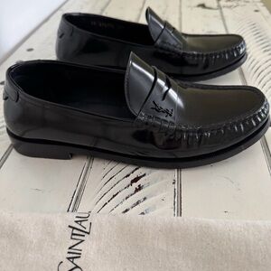 Sz39.5 Saint Laurent Le Loafer Black Leather Penny Loafer